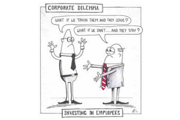 Cartoon about Corporate Dilemma and Investing in Employees